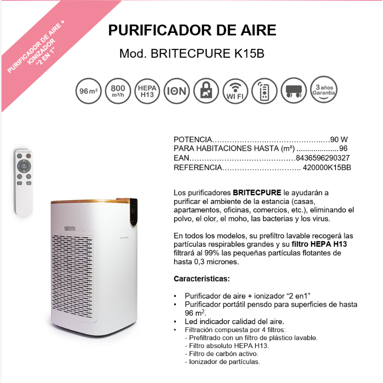 Purificador de aire BritecPure K15B