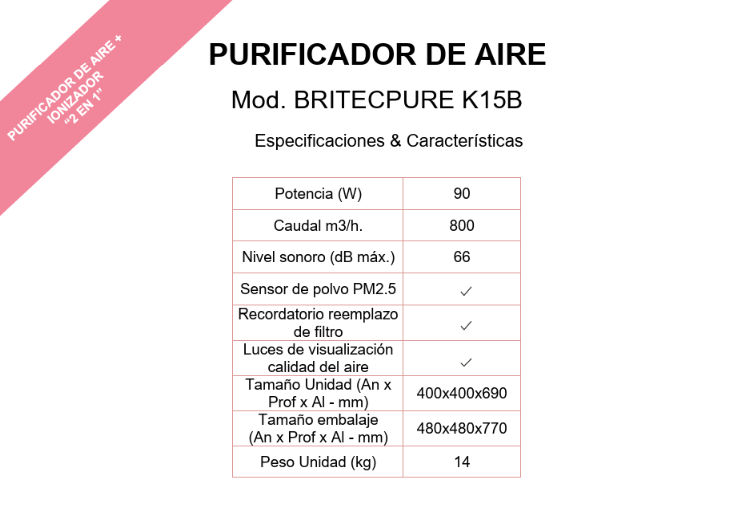Purificador de aire BritecPure K15B